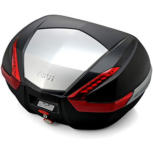 GIVI(ジビ) バイク用 リアボックス モノキー 47L V47N 未塗装ブラック(アルミパネル) レッドレンズ 92512