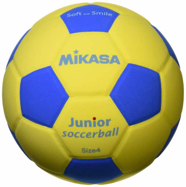 ミカサ(MIKASA) ジュニア サッカーボール 4号 スマイルサッカー (小学生用) 約180g イエ ロー/ブルー 貼りボール SF4J-YBL 推奨内圧0.10~