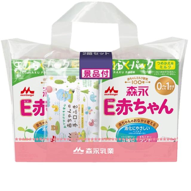 森永 E赤ちゃん エコらくパック つめかえ用 1600g(400g×2袋×2箱) 景品付き【入れかえタイプの粉ミルク】新生児 赤ちゃん 0ヶ月~1歳頃