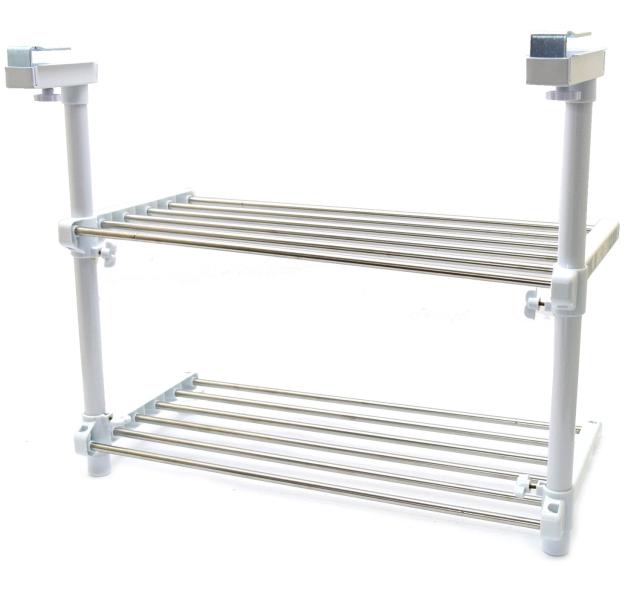 高儀 TAKAGI ステンレス 伸縮吊り下げ キッチンラック 2段 棚 幅調整可能 シルバー つりさげ 穴あけ不要 挟みこみ キッチン置き棚 収納棚の通販は 4,927円