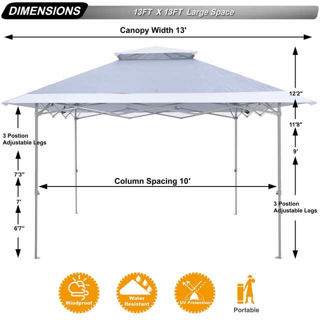 ABCCANOPY ワンタッチタープテント 3mx3m センターロック付き簡単