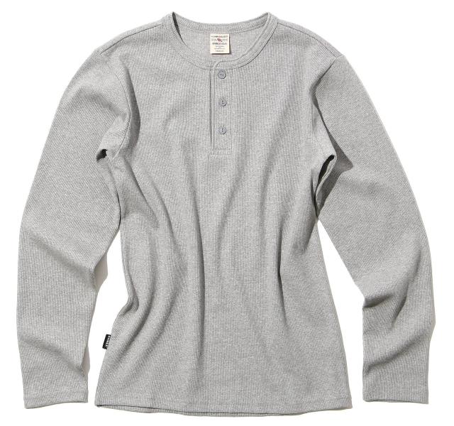 [アヴィレックス] ロンT デイリー ヘンリーネック リブTEE (抗菌 (防臭) DAILY RIB HENLY NECK TEE 6153482 メンズ Mサイズ 014 GREY