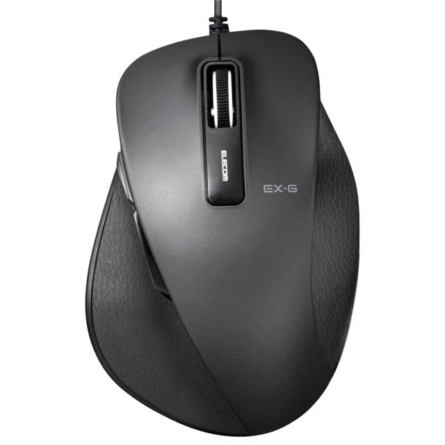 エレコム USB マウス 有線 Lサイズ 5ボタン (戻る・進むボタン搭載) BlueLED 握りの極み ブラック M-XGL10UBBK
