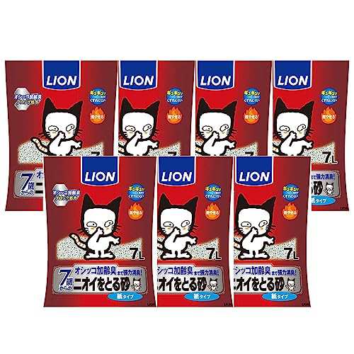 【送料無料】ライオン (LION) ニオイをとる砂 猫砂 紙タイプ 7歳以上猫用 7L×7袋 (ケース販売)