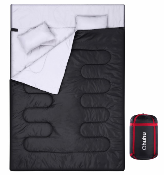 Ohuhu 寝袋 2人用 封筒型 厚手 冬用 210T防水 シュラフ キャンプ用49×28cm重量