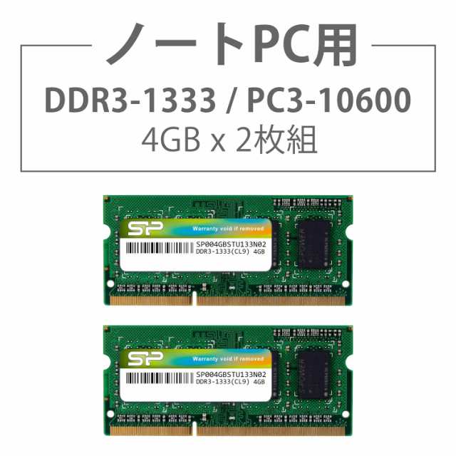 シリコンパワー ノートPC用メモリ 204Pin SO-DIMM DDR3-1333 PC3