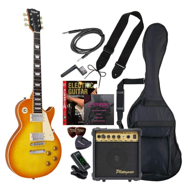 PhotoGenic エレキギター 初心者入門エントリーセット LPタイプ LP-260/HB ハニーバースト ソフトケース/シールド/アンプ/チューナー/ス