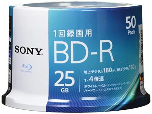 ソニー ブルーレイディスク BD-R 25GB (1枚あたり地デジ約3時間) 1回録画用 50枚入り 4倍速ダビング対応 ケース無し 50BNR1VJPP4の通販は