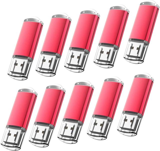 KOOTION USBメモリ16G 10個セットUSB2.0 USBフラッシュメモリー キャップ式 ストラップホール付き フラッシュドライブ（赤色）