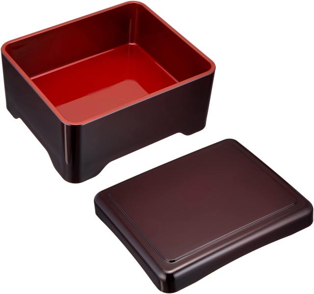 ミタニ 山中漆器 山中塗 うな重箱 食洗機対応 約17×14×8cm 角型 溜