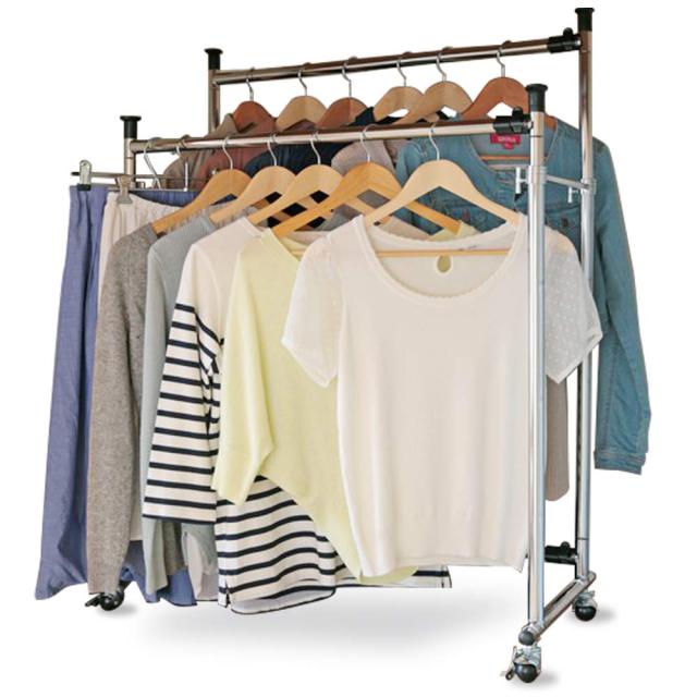 アイリスプラザ 業務用 パイプハンガー ハンガーラック 押入れ 2連 耐荷重60kg シルバーの通販は