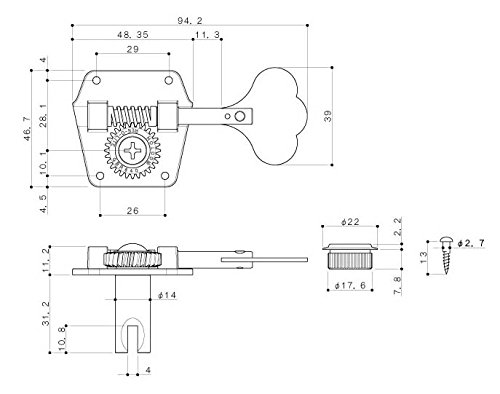 GOTOH ベース用ペグ、4L、逆巻き、ニッケル(3566NX) GBR640-L-N_2