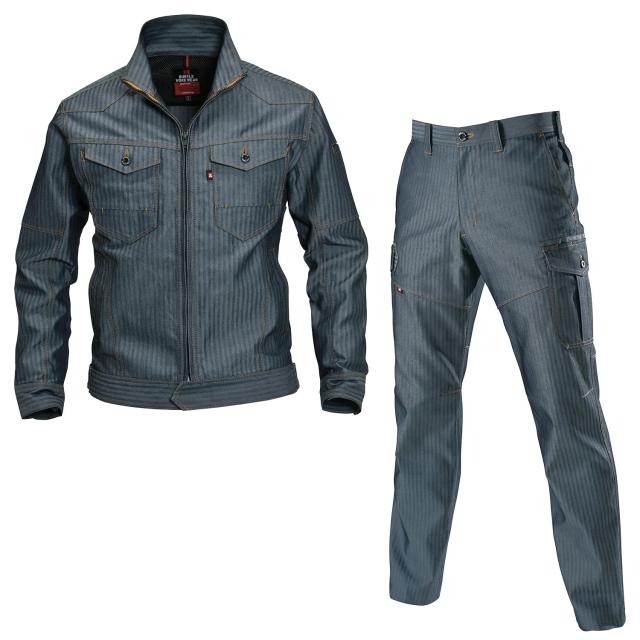 ユニフォームU-style (バートル) BURTLE ヘリンボーン 作業着・作業服 上下セット(ブルゾン+カーゴ) (1501,1502) インディゴ LL