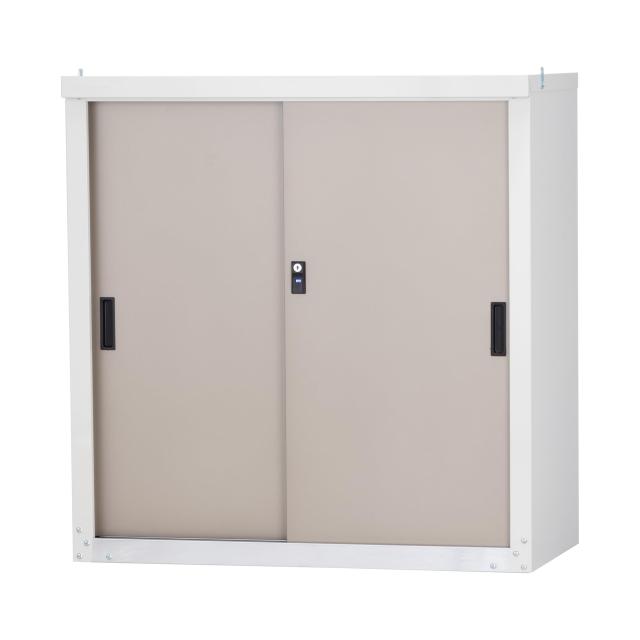 グリーンライフ 物置 収納庫 屋外 小型【日本製】棚板1枚・鍵付き(幅89×奥行47×高さ92cm)チタングレー サビに強いステンレスレール 調