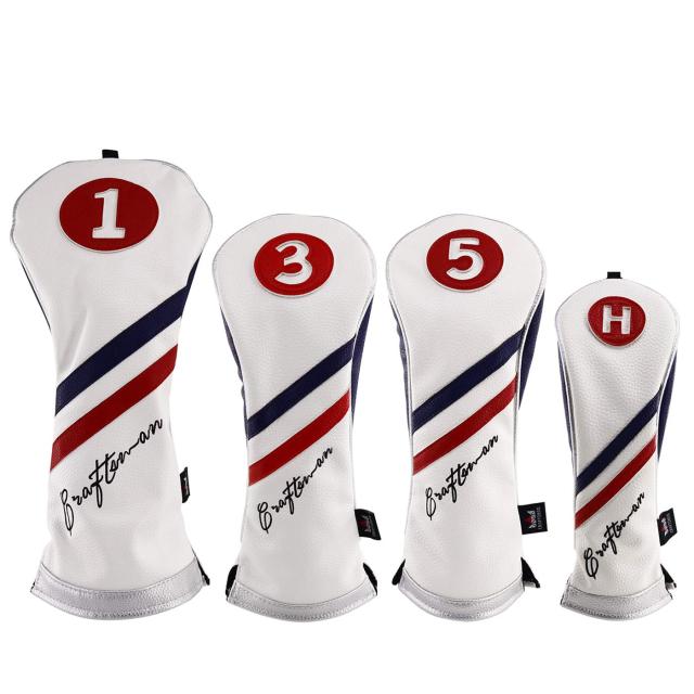 CRAFTS M AN（クラフトマン）ゴルフウッドカバー ヘッドカバー クラブカバー ドライバー用・フェアウェイウッド用・ハイブリッド用 番号タ