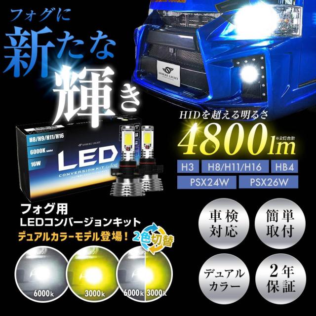 スフィアライト フォグランプ LED 車用 HB4 6000K ホワイト 4800lm 12V