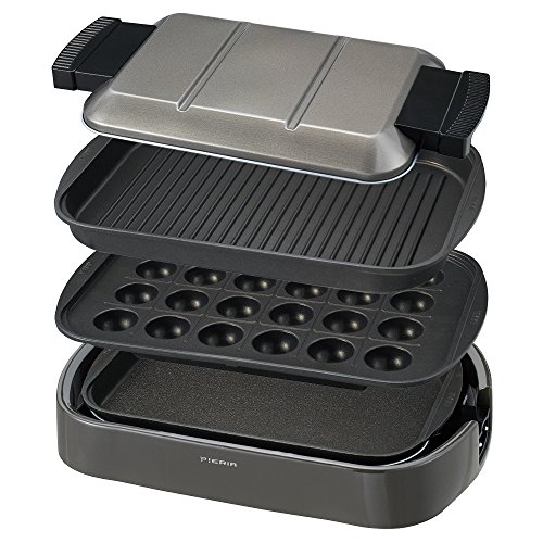 ピエリア ホットプレート 3枚(平面 波型 たこ焼き) 収納ベルト付き 角型 HPR-120Aの通販は
