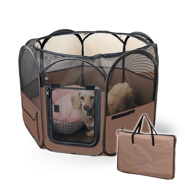 アイリスオーヤマ 犬 サークル ペット サークル 折りたたみ アウトドア 防災 ブラウン 超小型犬・猫用 幅80×奥行80×高さ52cmの通販は 6,380円