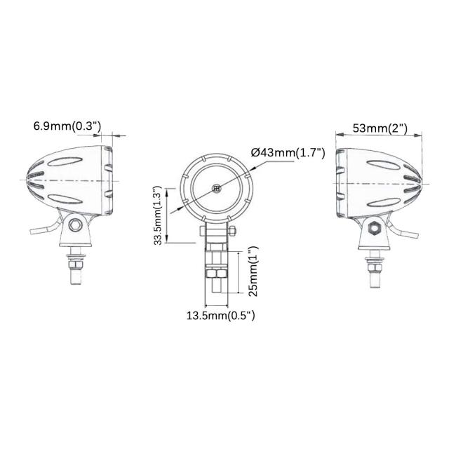 ミニサイズ LEDワークライト 丸形 バイク補助灯 5W フォグランプ