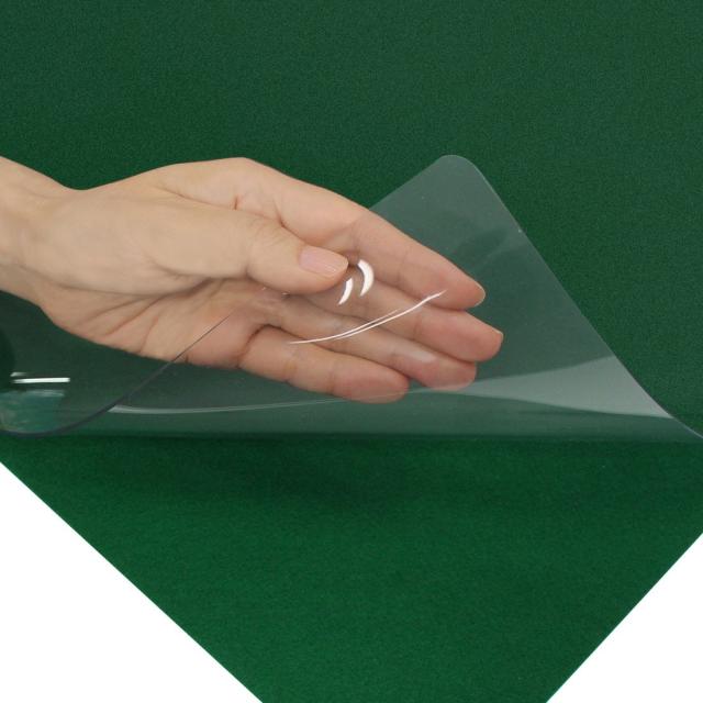 プラス デスクマット エコノミータイプ 下敷付 光沢 薄手 990×690？ 2.4？厚 透明＋グリーン DM-107W 41-064