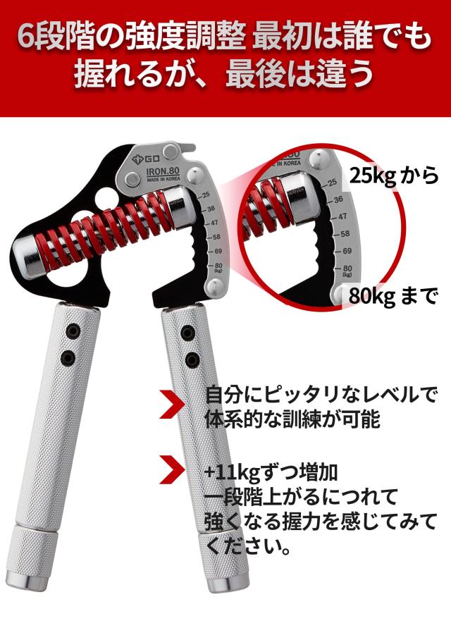 GD) IRON GRIP EXT 80 ハンドグリップ (25~80kg) 握力トレーニング 負