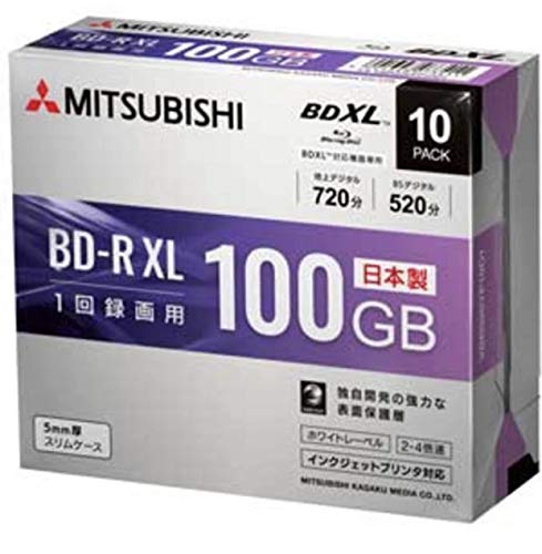三菱化学メディア 4倍速対応BD-R XL 10枚パック　100GB ホワイトプリンタブル VBR520YP10D1の通販は 5,416円