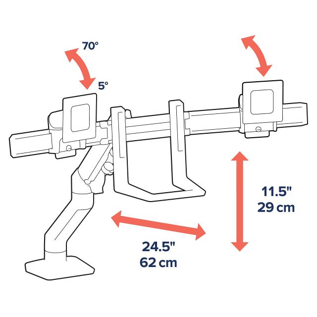 ERGOTRON エルゴトロン HX モニターアーム デスクマウント デュアル 2画面 シルバー 32インチ(4.5~15.9kg)まで VESA規格対応 45-476-026_3