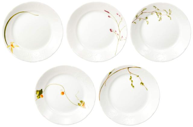 NARUMI(ナルミ) 食器セット 里花暦(さとはなごよみ) グリーン 花柄 5柄セット かわいい 5人用 15ピース入り 電子レンジ温め対応 日本製_2