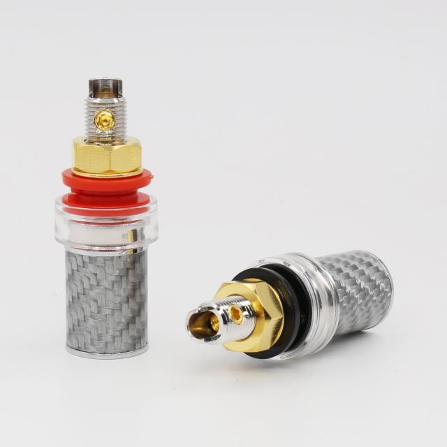 Viborg? 高性能スピーカーターミナル赤銅メッキ バナナプラグ対応4個セット（赤2/黒2個）の通販は 7,500円