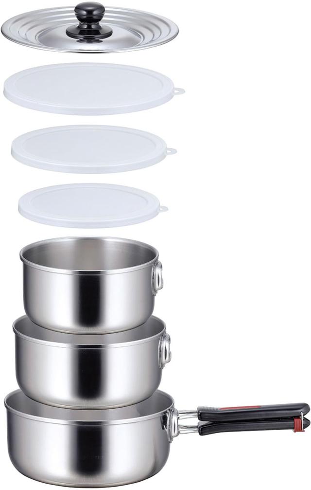 下村企販 ステンレス鍋 ワンタッチクッカー ハンドル着脱式3点セット 16cm 18cm 20cm 日本製 35896