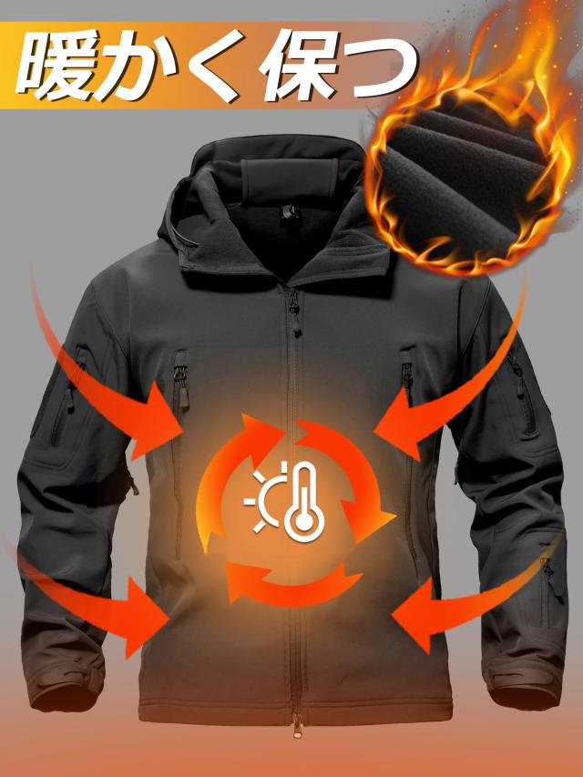 TACVASEN メンズ コート アウター ジャケット ミリタリー フード付 多