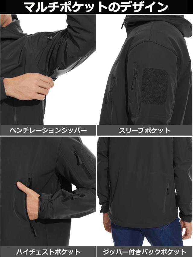 TACVASEN メンズ コート アウター ジャケット ミリタリー フード付 多