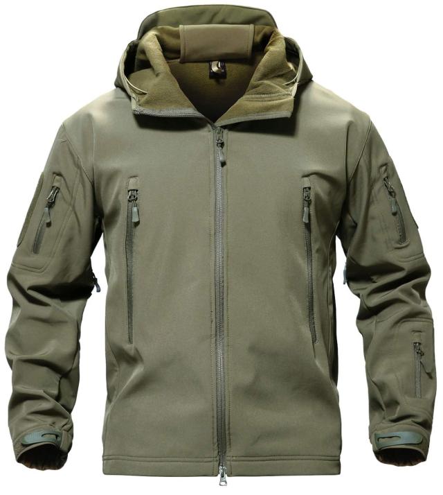 TACVASEN メンズ ジャケット 大きいサイズ 冬アウター フリース ジャケット 登山 防寒シャケット 大きいサイズ 保温 撥水 OD M