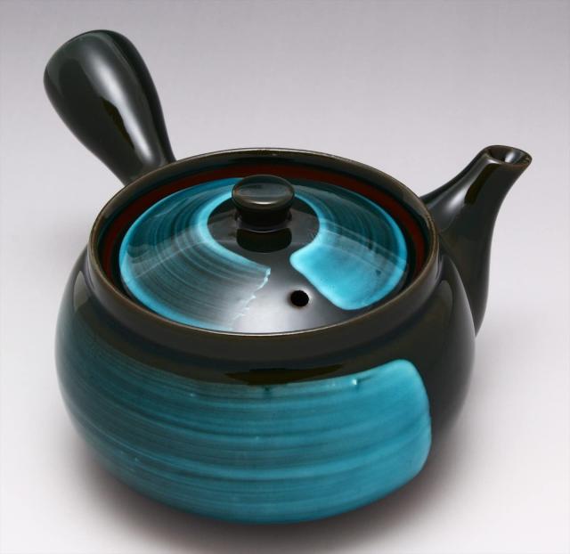 美濃焼 くつろぎ 急須 エメラルドグリーン (帯網茶こし付) 容量約390ml