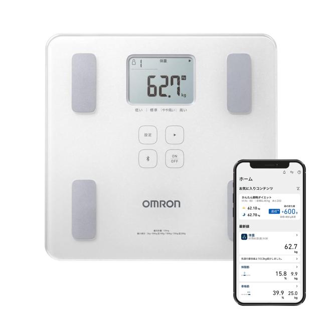 オムロン 体重 体組成計 HBF-230T-SW スマホ連動 体脂肪率 BMI 骨格筋率 OMRON connect対応 自動認識 シャイニーホワイトの通販はその他キッチン家電