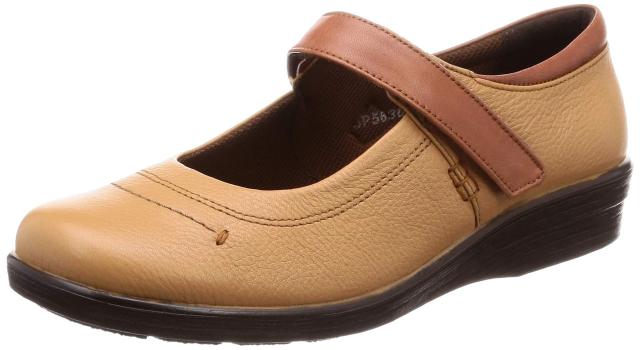 スポルス スニーカー 日本製 撥水 本革 マジック 4E 22~25cm レディース SP5630 キャメルC 22.5 cm