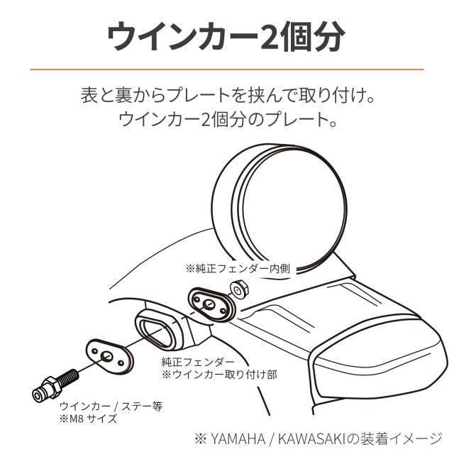 デイトナ(Daytona) バイク用 ウインカーベース ヤマハ/カワサキ用 取付