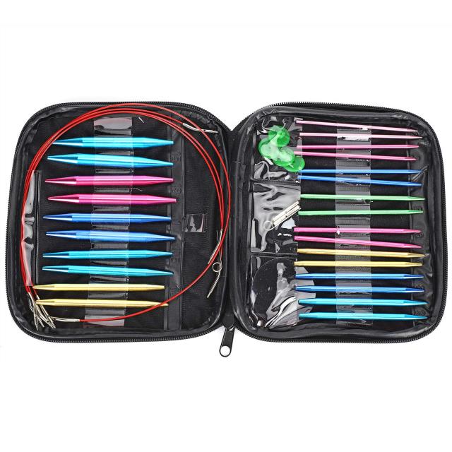 輪針 セット 編みセット 編み棒 アルミ編み針 防錆 手作り材料 PUバッグ付き27点セット 編み針・編み棒