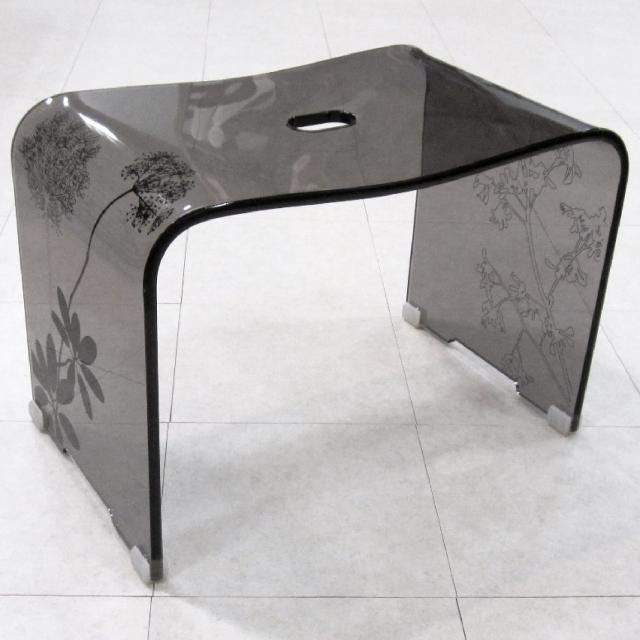 バスチェア センコー サリナ 2 風呂いす 高さ約 30cm ブラウン 透明クリア地にプランツ柄 モダン 60434 サリナ2 バスチェア L 風呂イス おしゃれ アクリル 高さ 約30cm お風呂