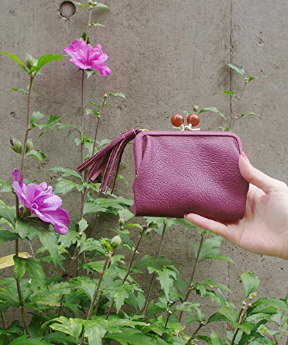 ペルケ アクリル玉がま口2つ折り財布 財布 レディース 本革 08-06