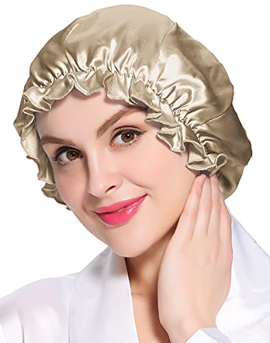 LilySilk(リリーシルク）天然シルク100% ナイトキャップ 枝毛防止 保湿美髪 ロングヘア用 お休みキャップ 就寝用 産後用 (全周ゴム/トー