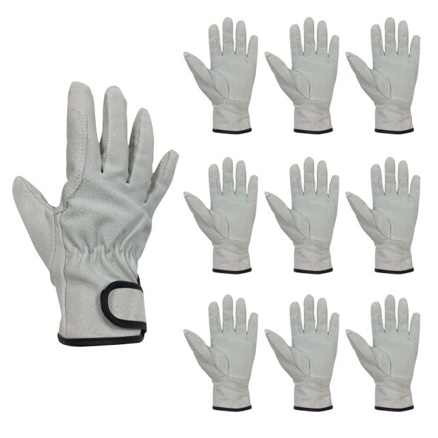 ACE 【まとめ買い】10双パック 作業手袋 豚床革手袋 アテ付 10双