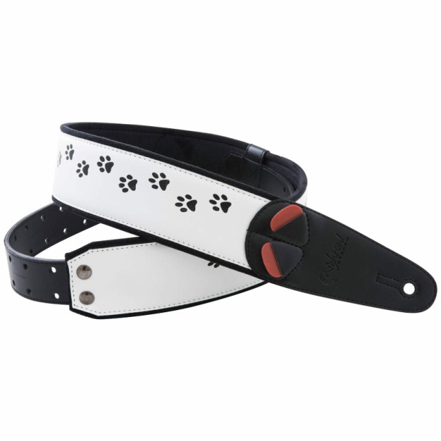 RightOn STRAPS ギター・ベース用ストラップ 幅 6cm、長さ 95~145cm White Cat