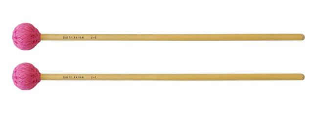 サイトウ Saito ビブラフォン用マレット 永曽重光モデル 【V-1】 コード巻ヘッド 硬度:H(ハード) 長さ:37cm