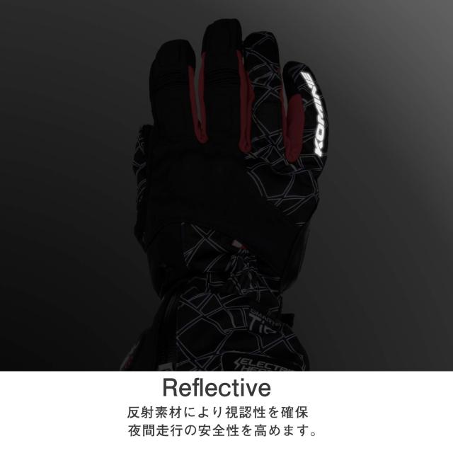 コミネ(KOMINE) バイク用 アドバンスドプロテクトエレクトリックグローブ Crush Black/Red 3XL EK-205 1183 秋冬春向け 防水防寒カーボン