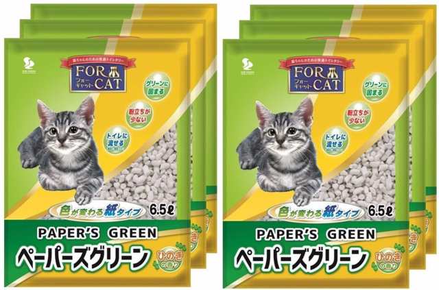 新東北化学工業 猫砂 ペーパーズグリーンひのきの香り 6.5L×6個 (ケース販売)の通販は