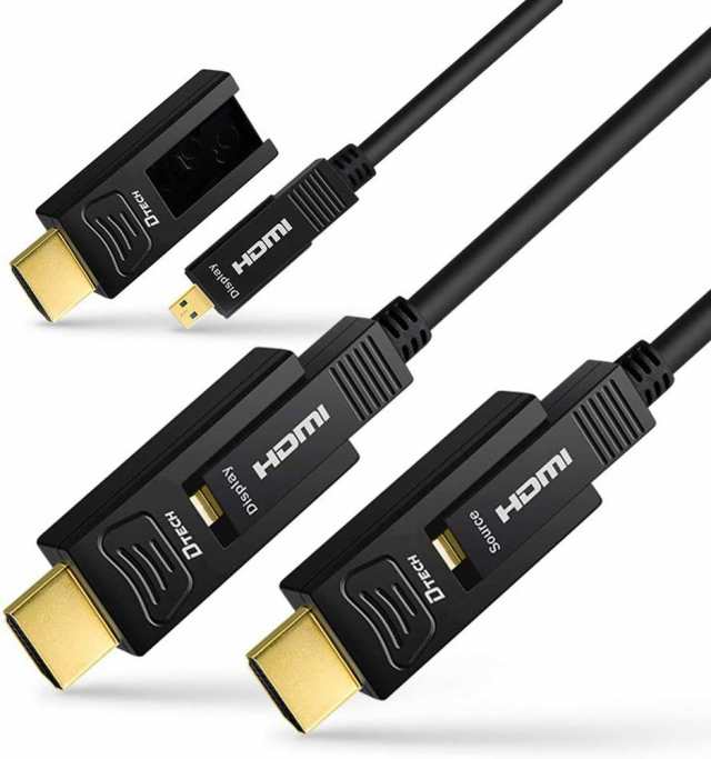 DTECH 配管用 着脱式 光ファイバーHDMIケーブル 8m HDMI タイプA ＋HDMI タイプD 4K 60Hz ハイスピード 18Gbps HDCP2.2 HDR ARC 3D CEC Eの通販は