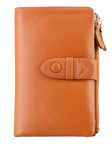 F.ZH 二つ折り財布 レディース 短財布 本革製 小銭入れ付 18カード入れ お札入れ 大容量 小型 軽量 多機能 ダブルボタン ダブルファスの通販は