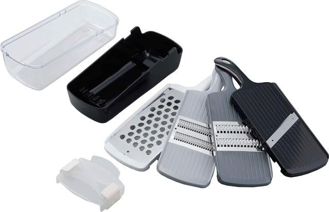 下村企販 越匠 切れ味鋭い4種の スライサーセット 【日本製】 時短調理できる両刃仕様 2種類のおろしが作れる コンパクト収納 スライス