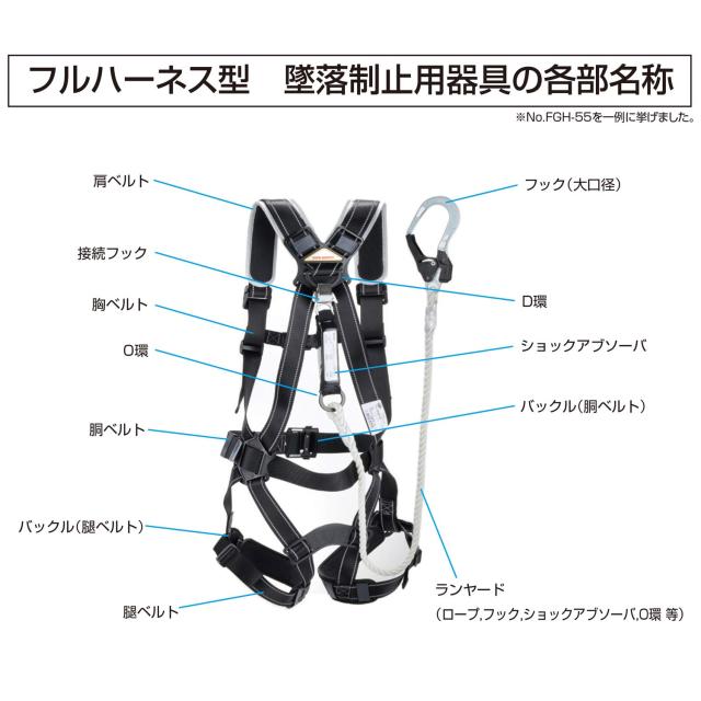 TOYO 新規格 墜落制止用器具 (旧安全帯) フルハーネス型 ロープ式W No.FGH-55W 落下防止 電気工事 高所での安全作業
